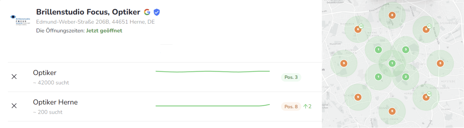 Google Maps Local Business nach vier Wochen der Optimierung