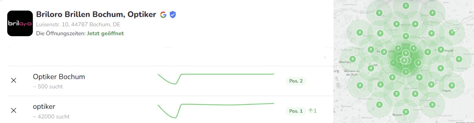Google Maps Local Business nach drei Monaten der Optimierung